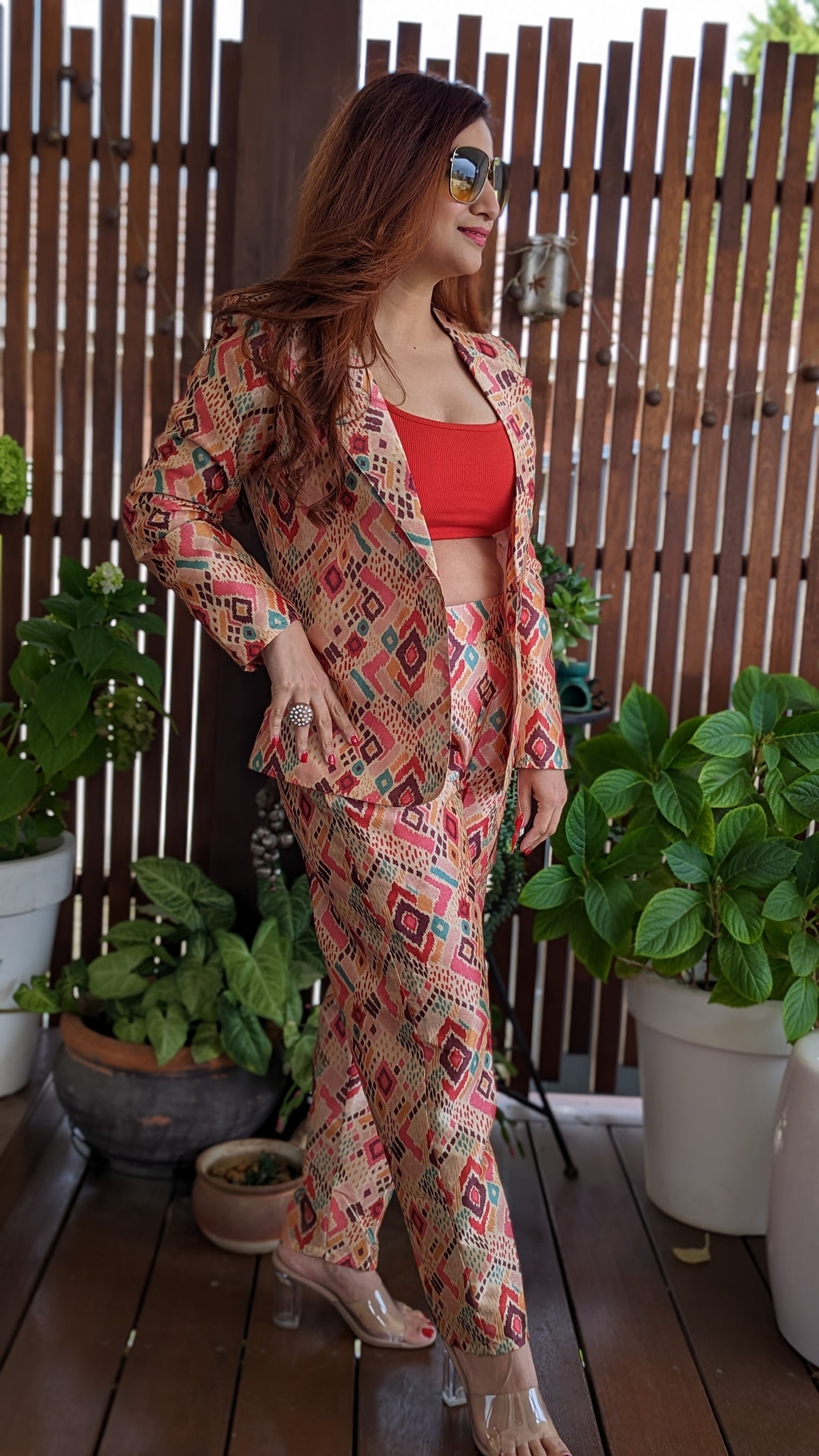 Silk blazer set