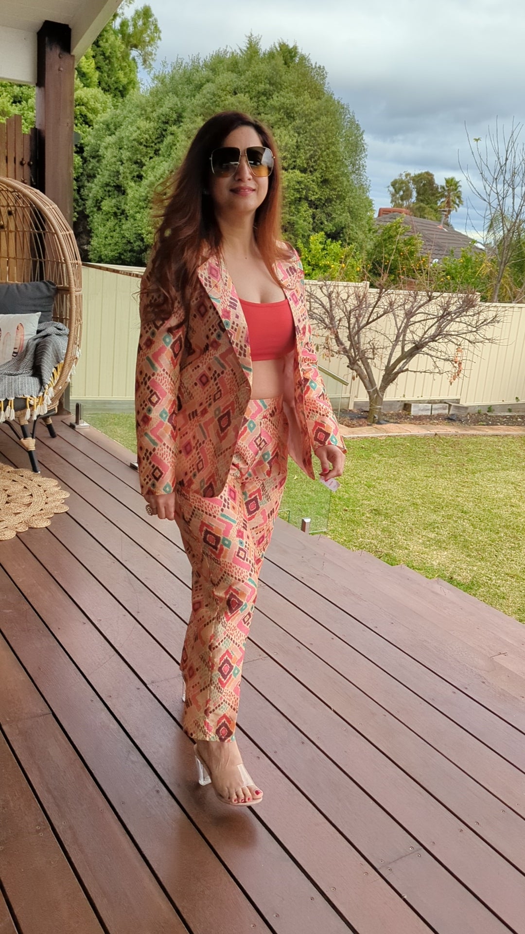 Silk blazer set