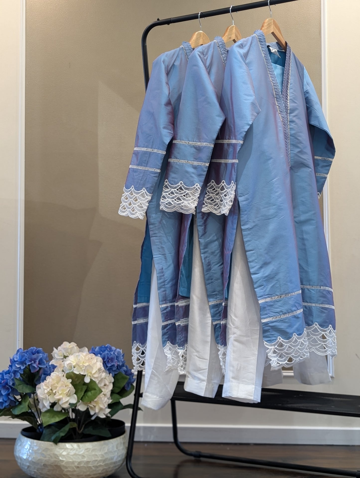 Soft blue silk kurta set