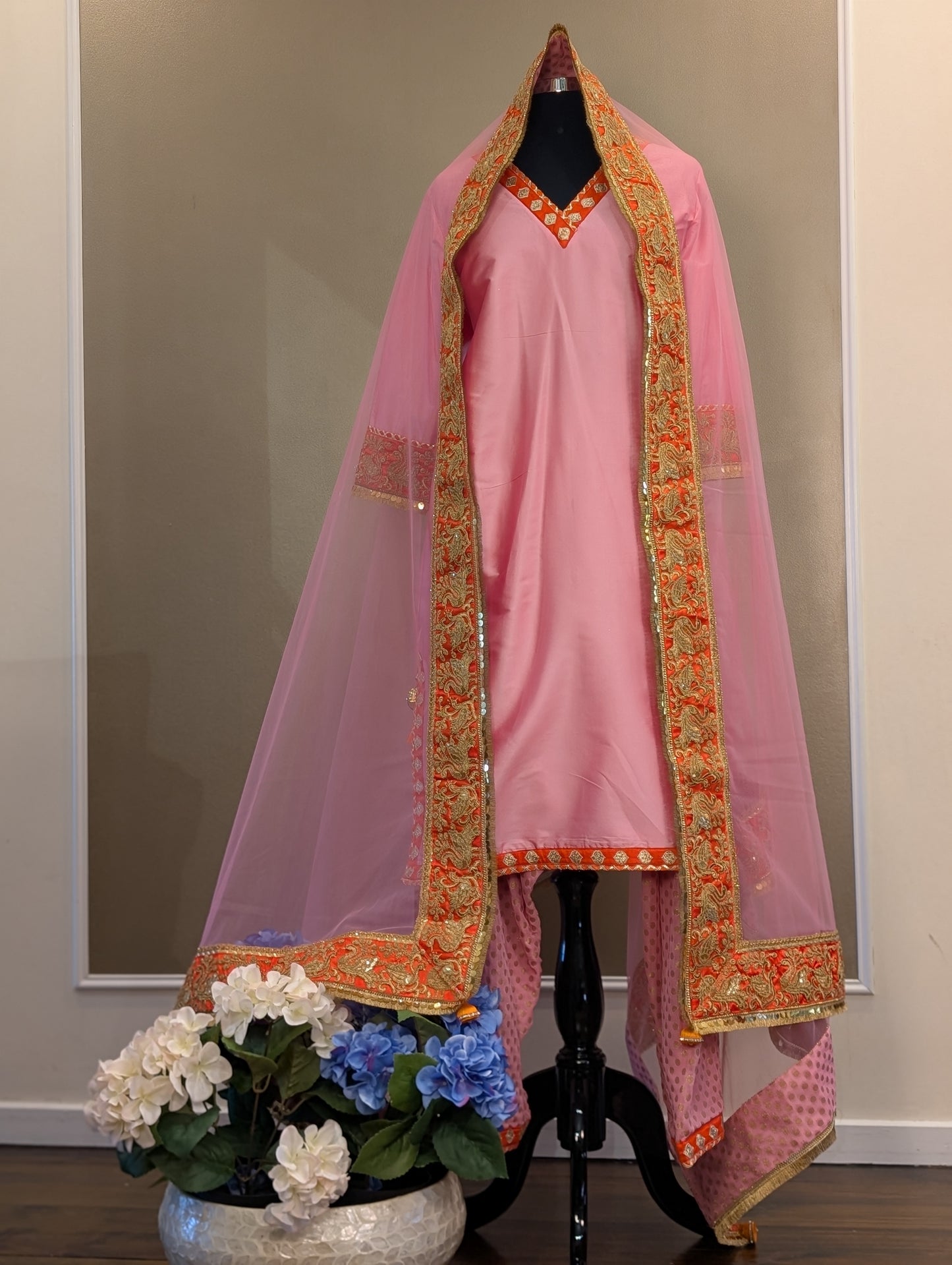 Silk kurta set with benarasi brocade salwar