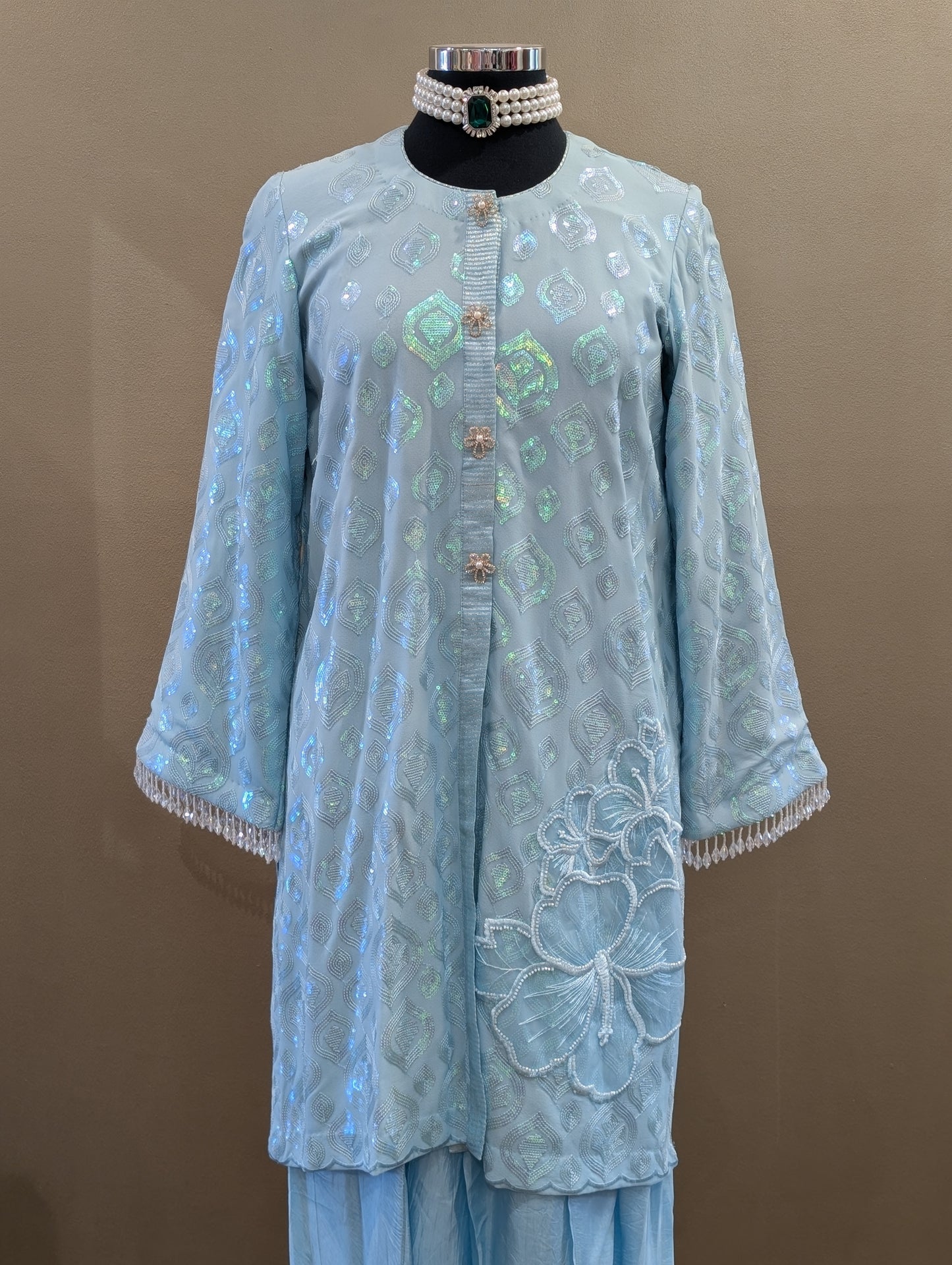 Sequin textured kurta tulip set