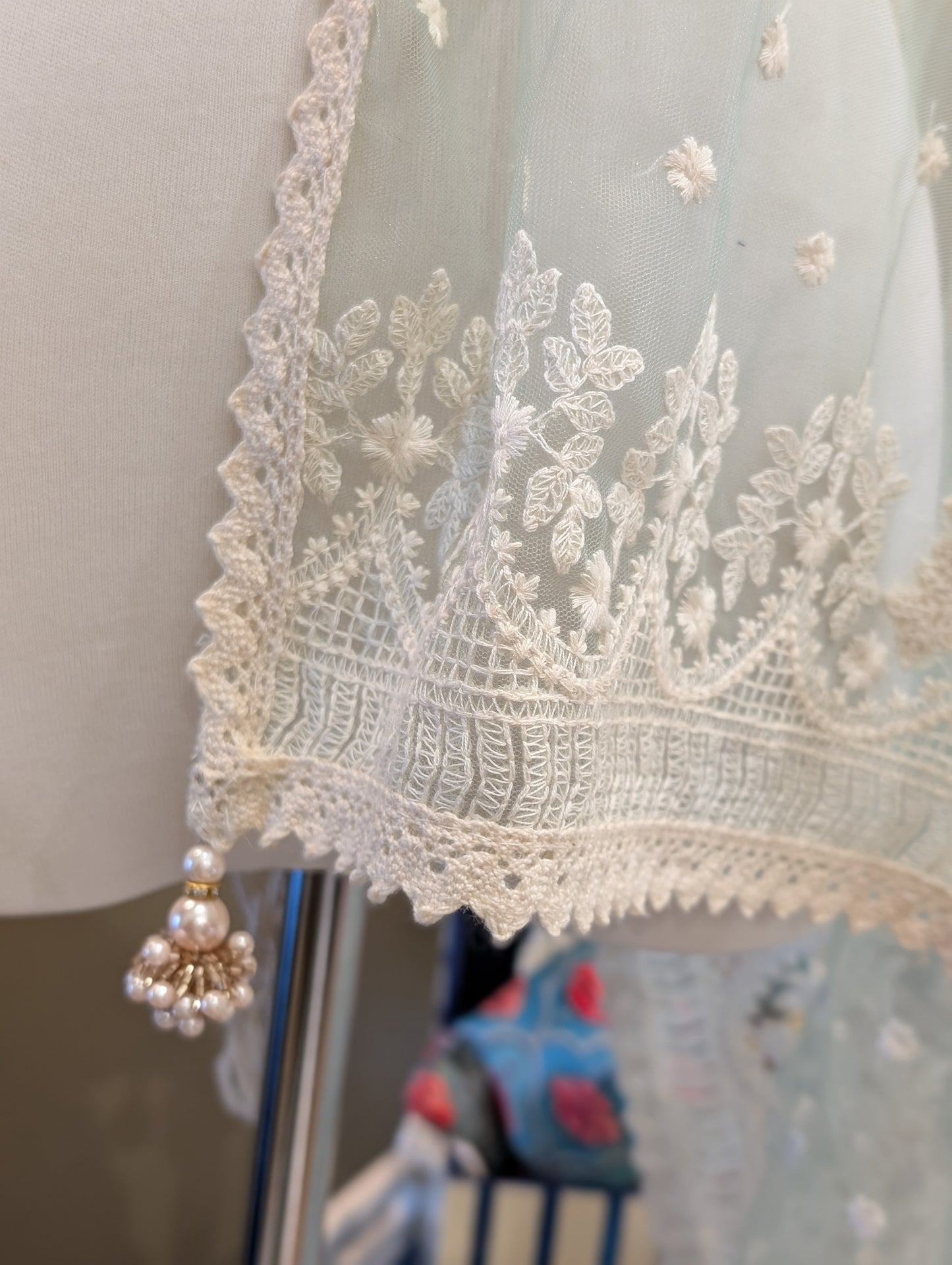 Embroidered net dupatta