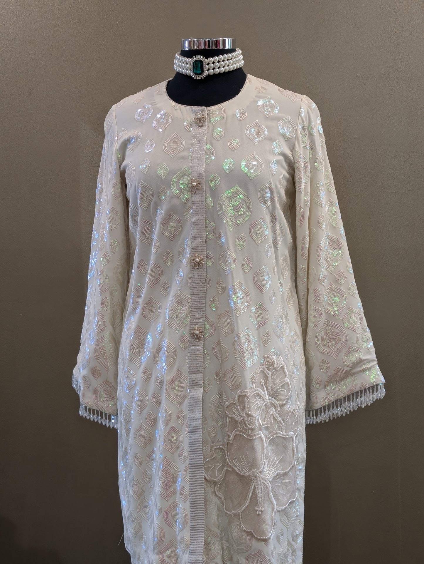 Sequin textured kurta tulip set