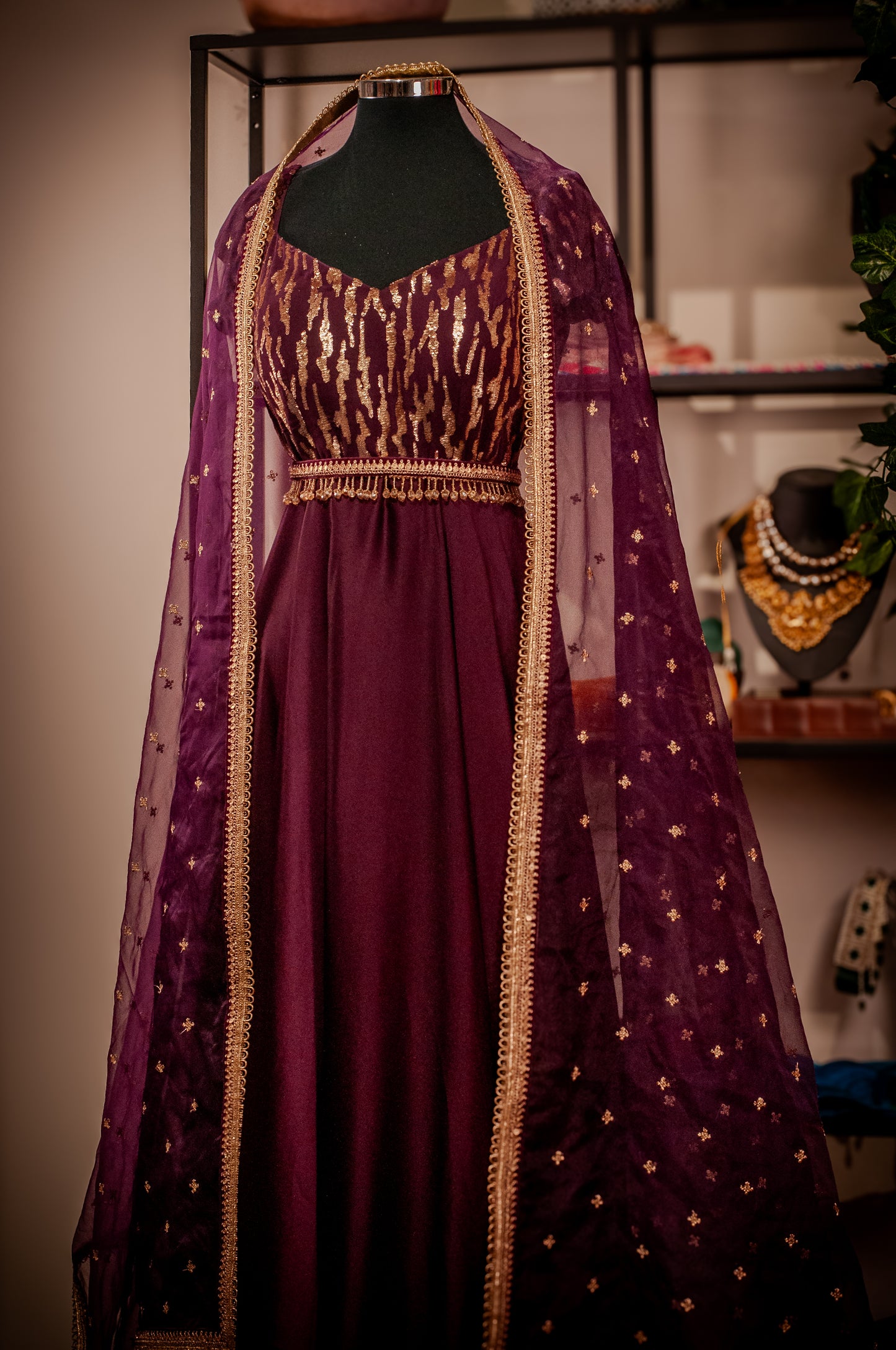 Satin anarkali gown