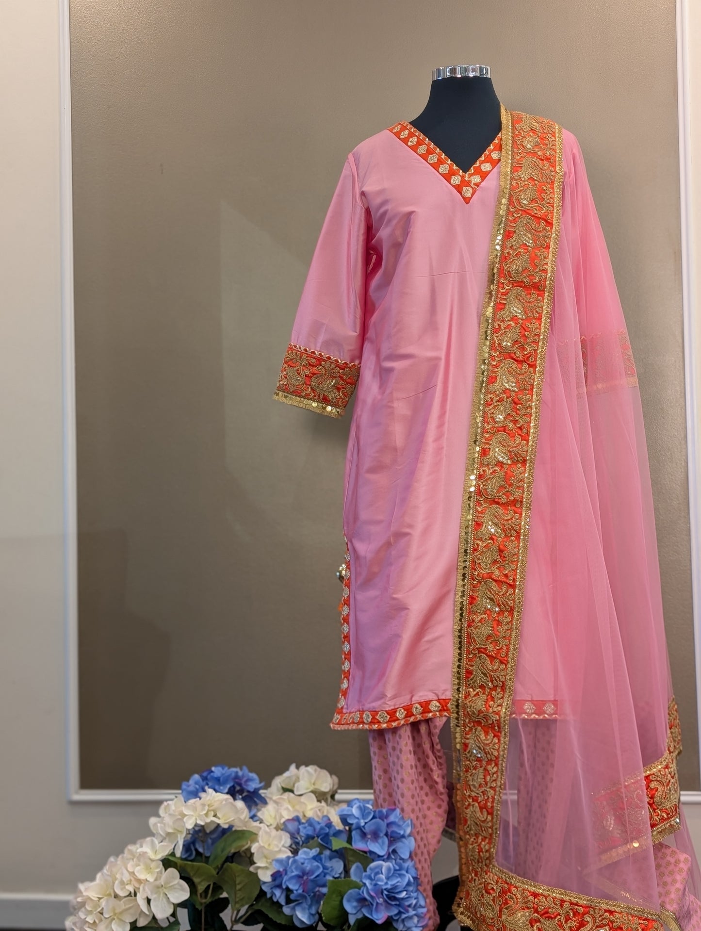 Silk kurta set with benarasi brocade salwar