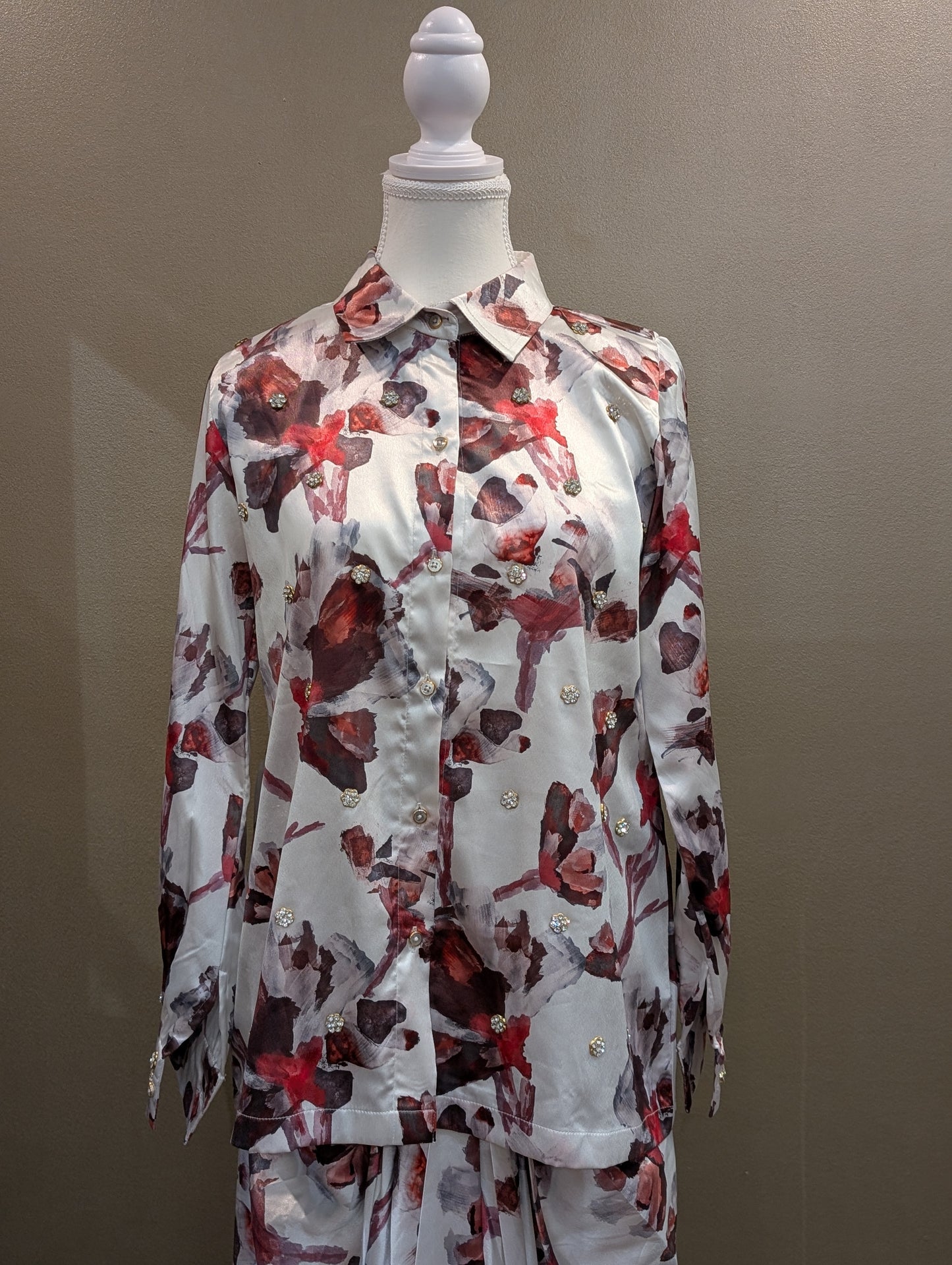 Shirt style drape skirt set