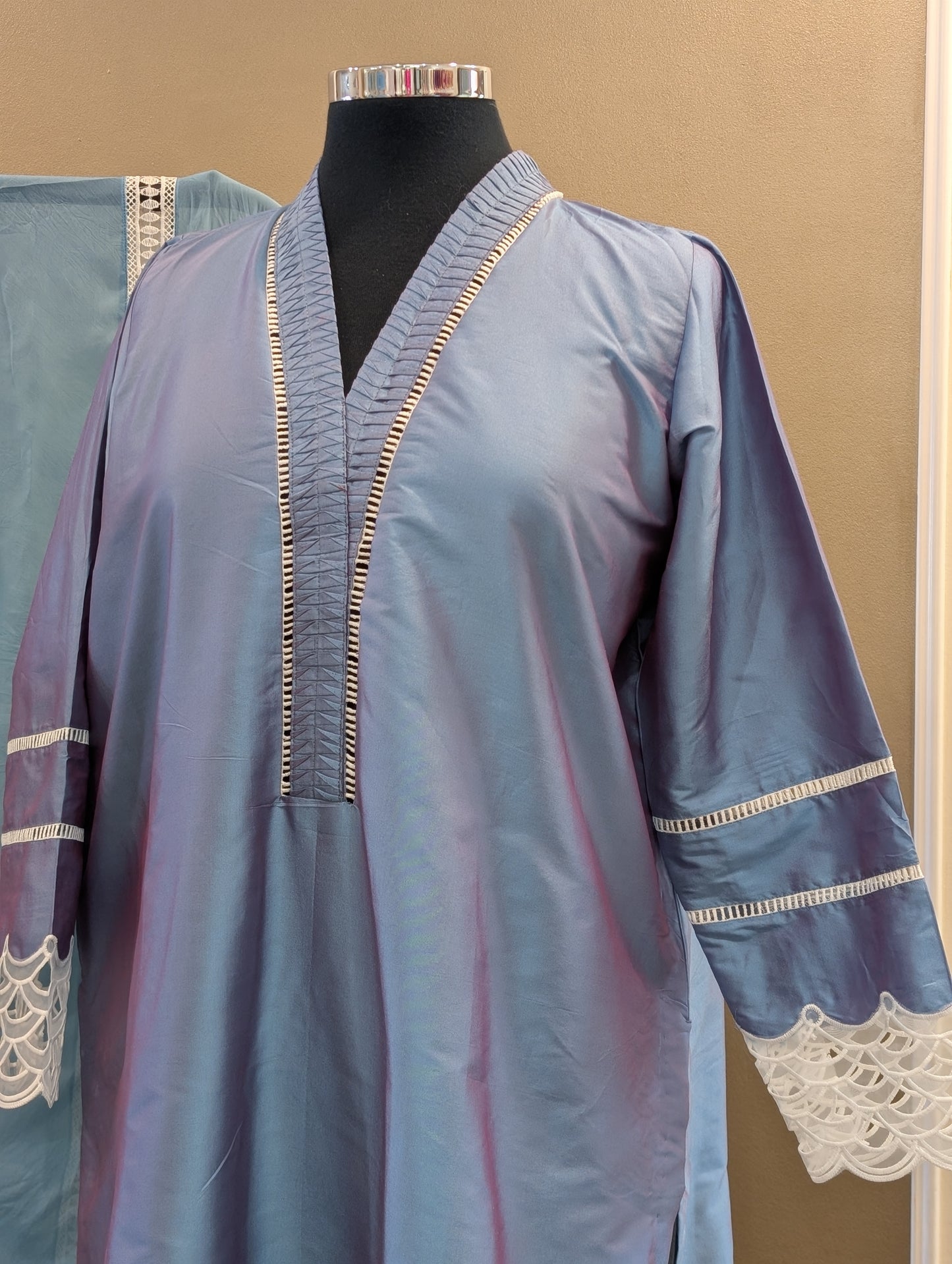 Soft blue silk kurta set