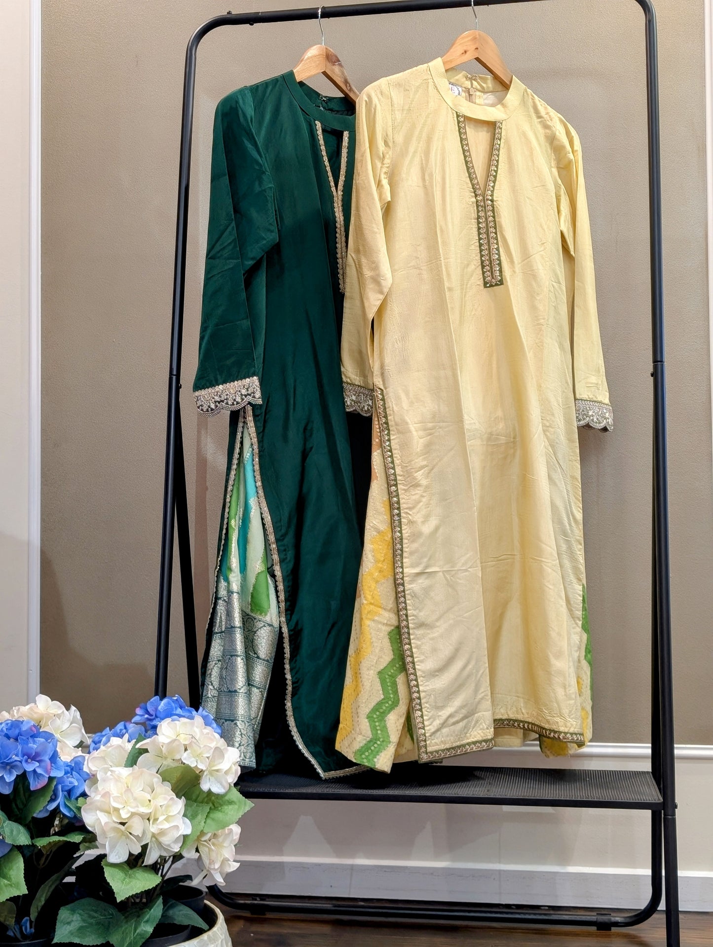Yellow Silk kurta set with net dupatta