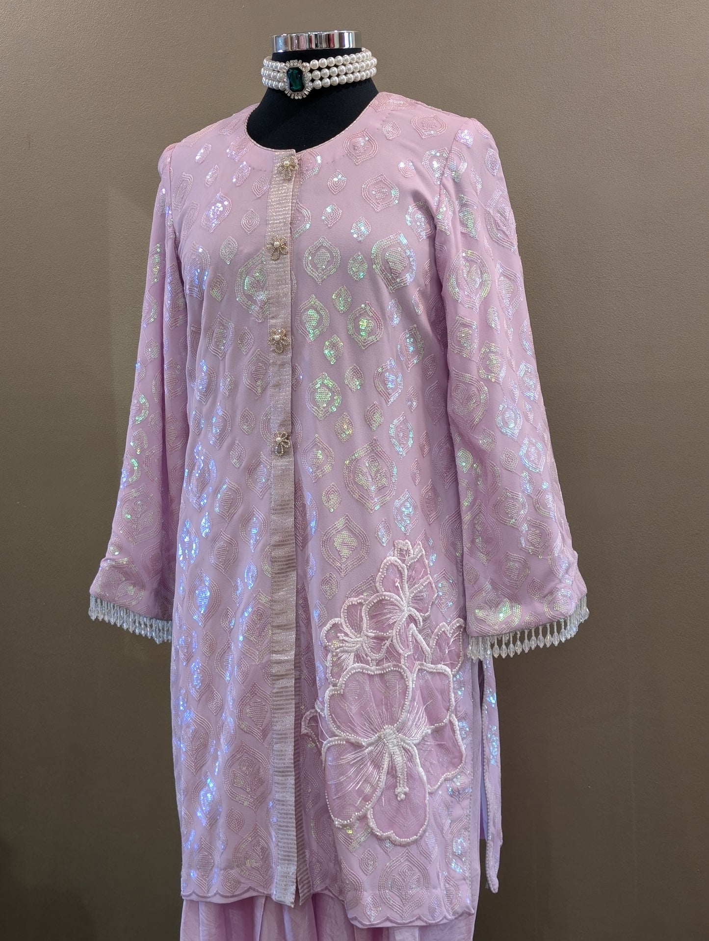 Sequin textured kurta tulip set