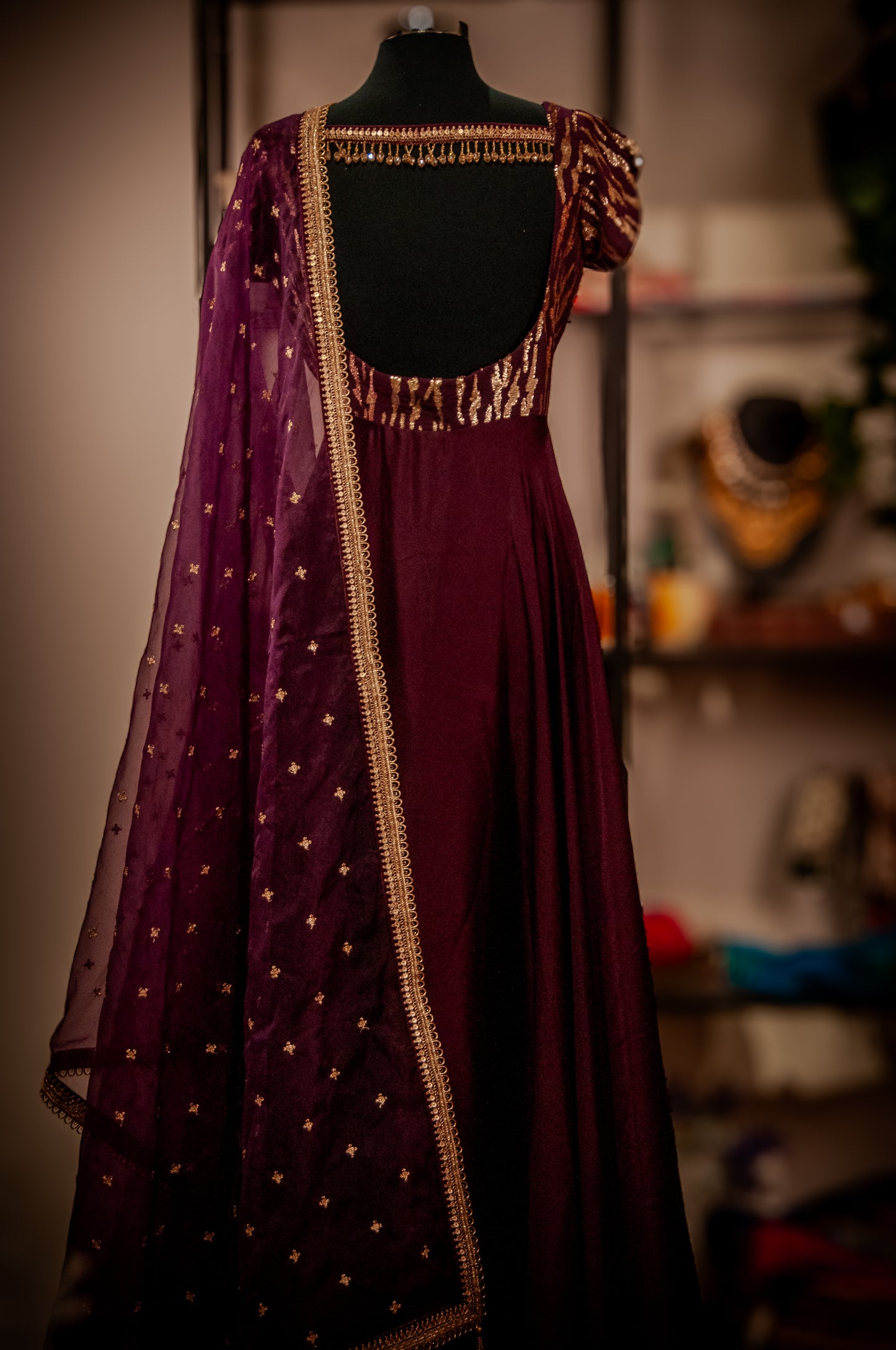 Satin anarkali gown