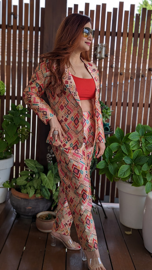 Silk blazer set