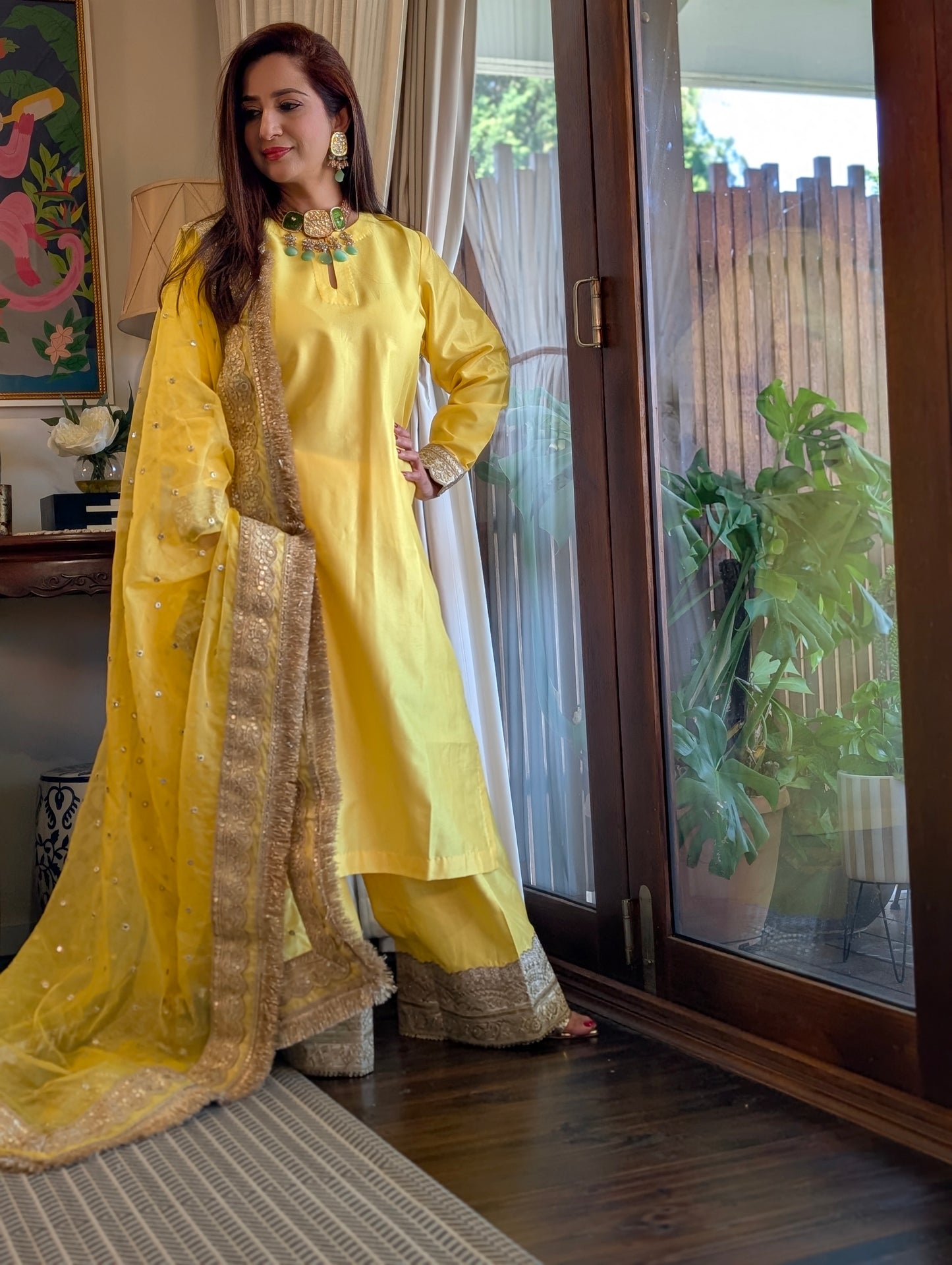 Silk  zari pallazo set