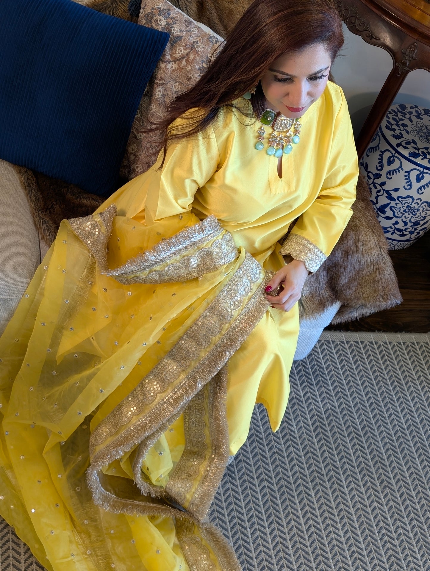 Silk  zari pallazo set