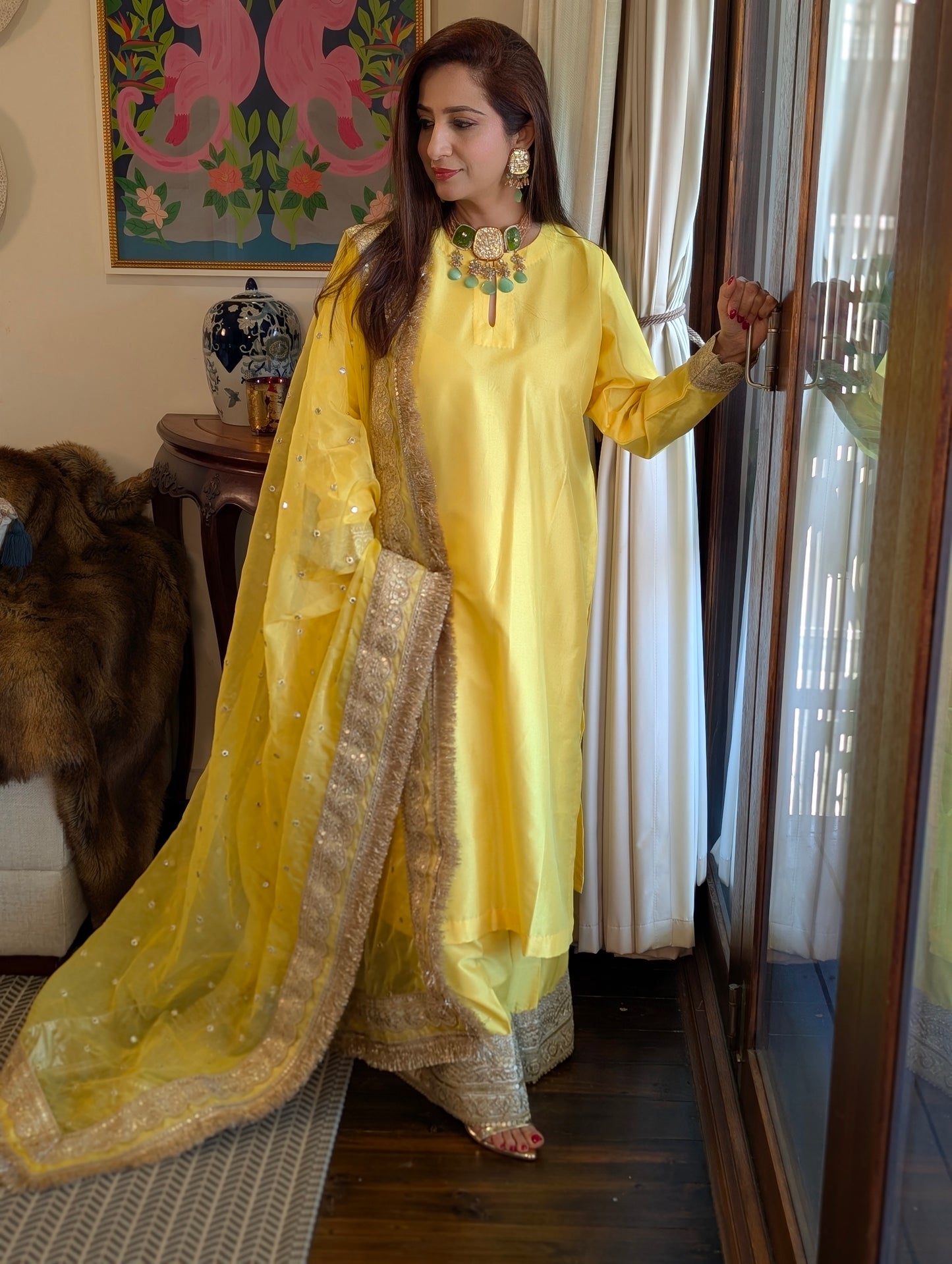 Silk  zari pallazo set