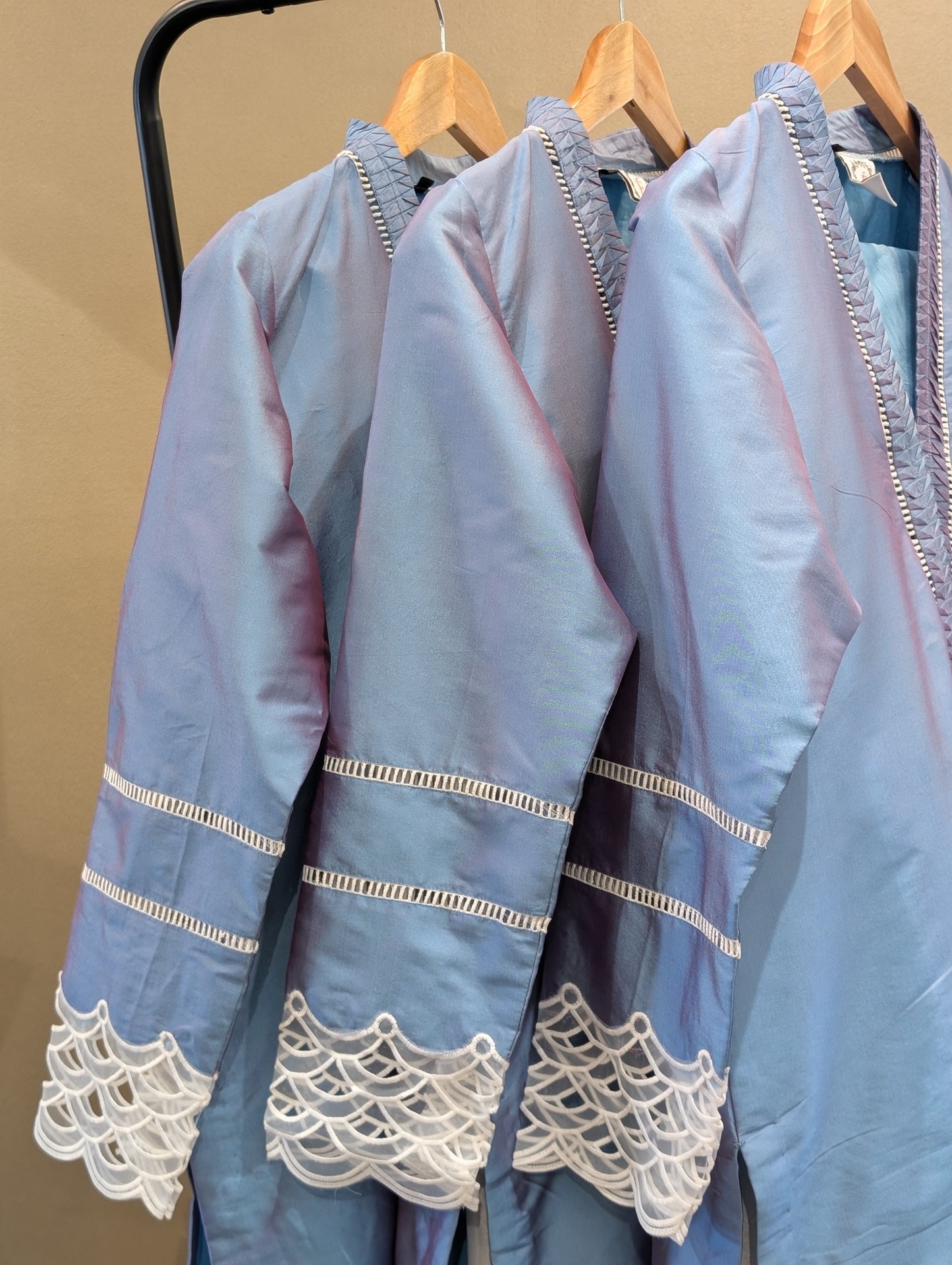 Soft blue silk kurta set