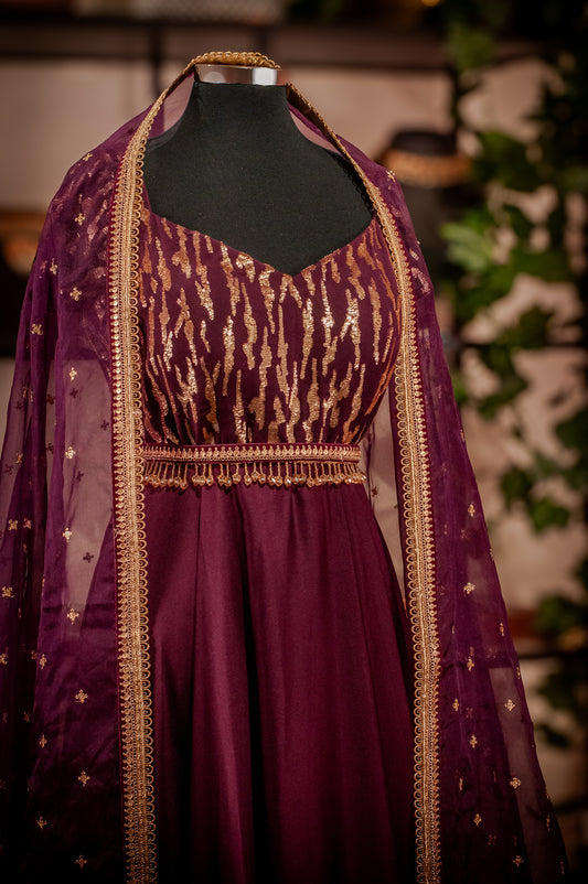 Satin anarkali gown
