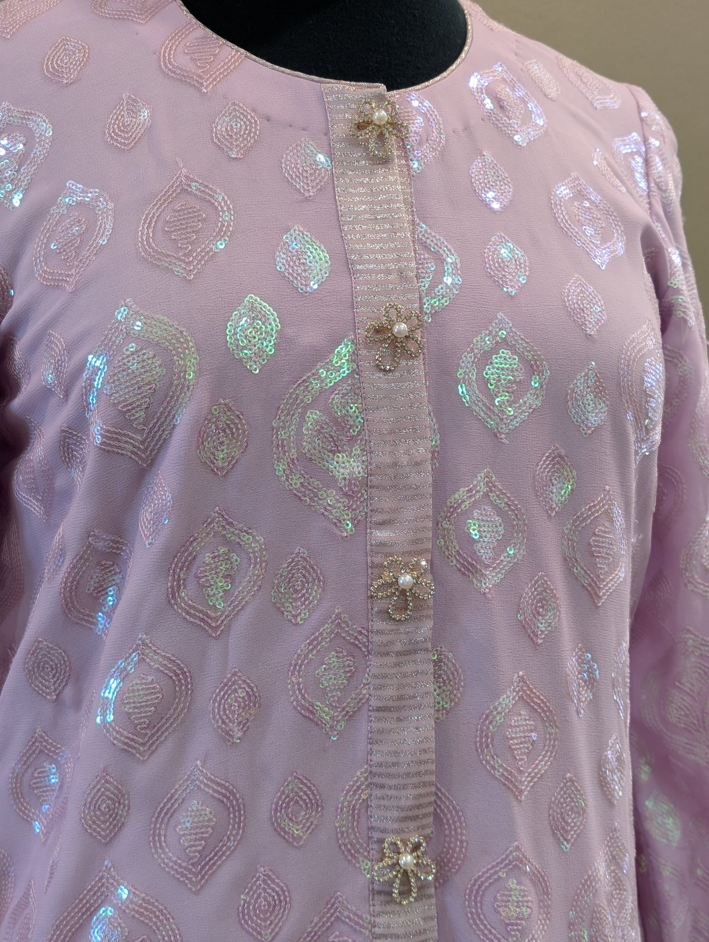 Sequin textured kurta tulip set