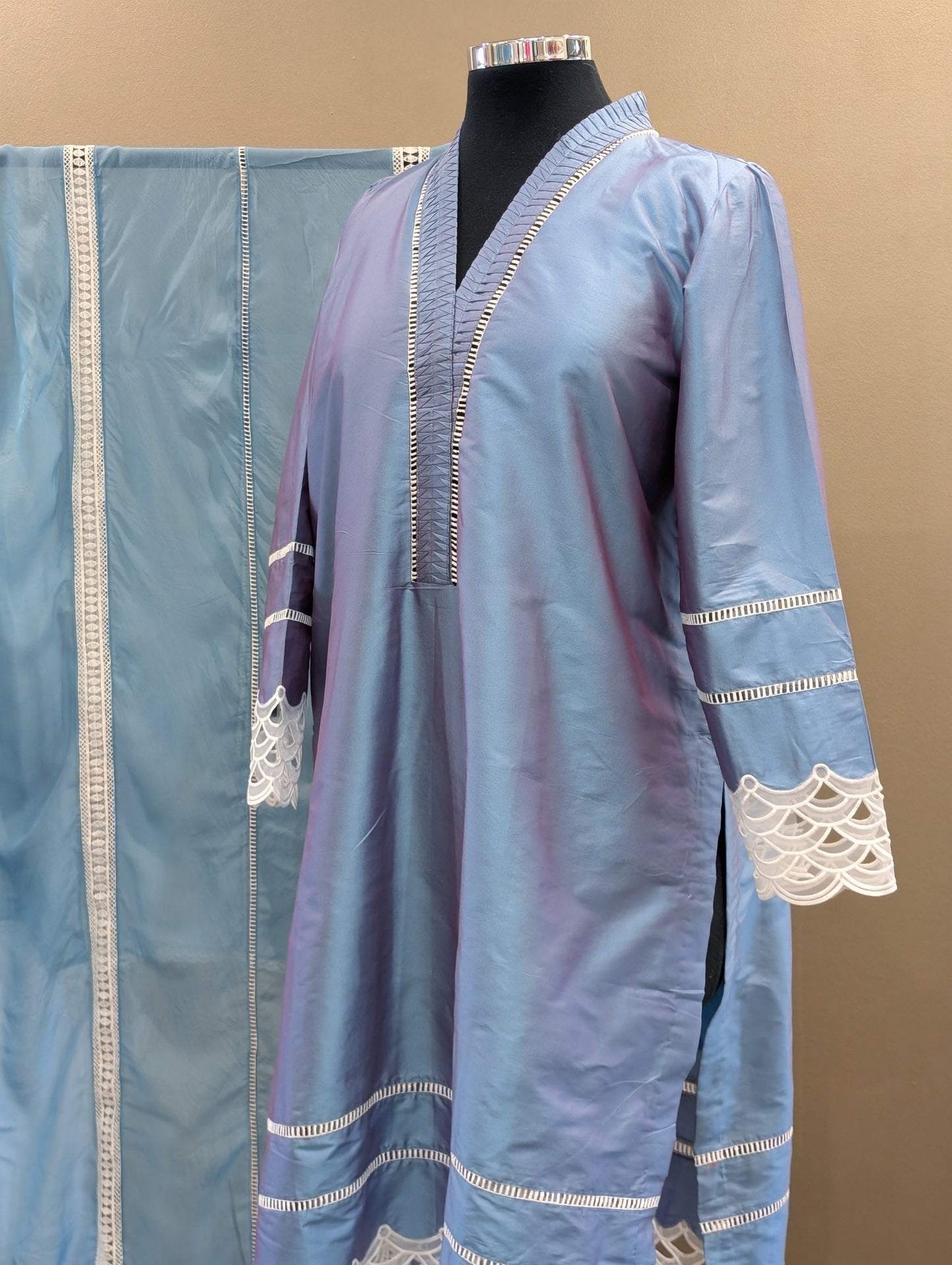 Soft blue silk kurta set