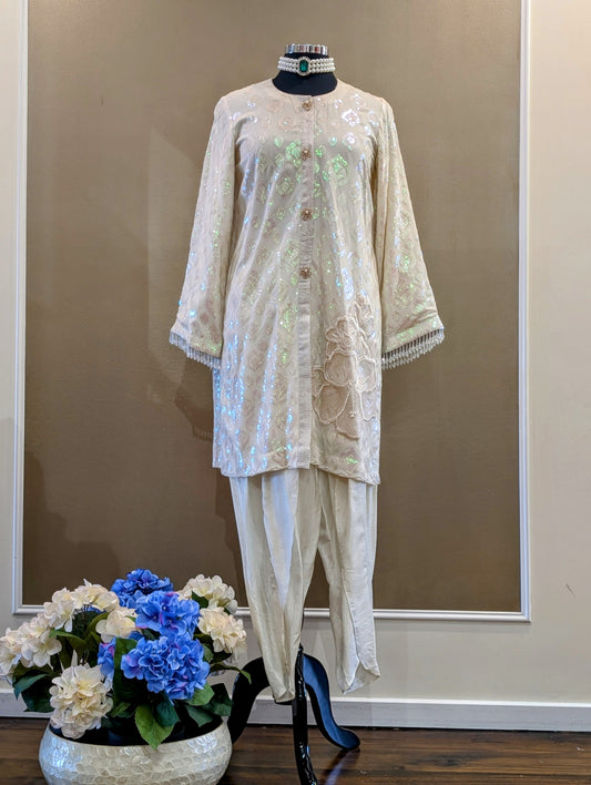 Sequin textured kurta tulip set