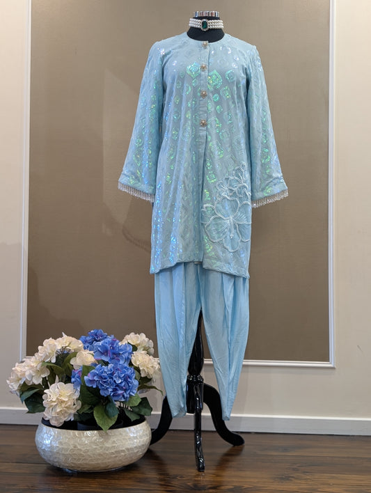 Sequin textured kurta tulip set