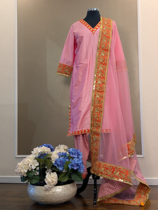 Silk kurta set with benarasi brocade salwar