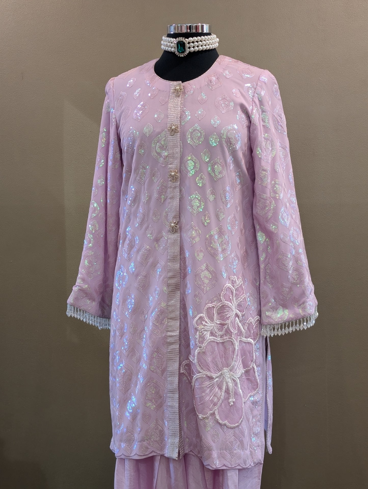 Sequin textured kurta tulip set
