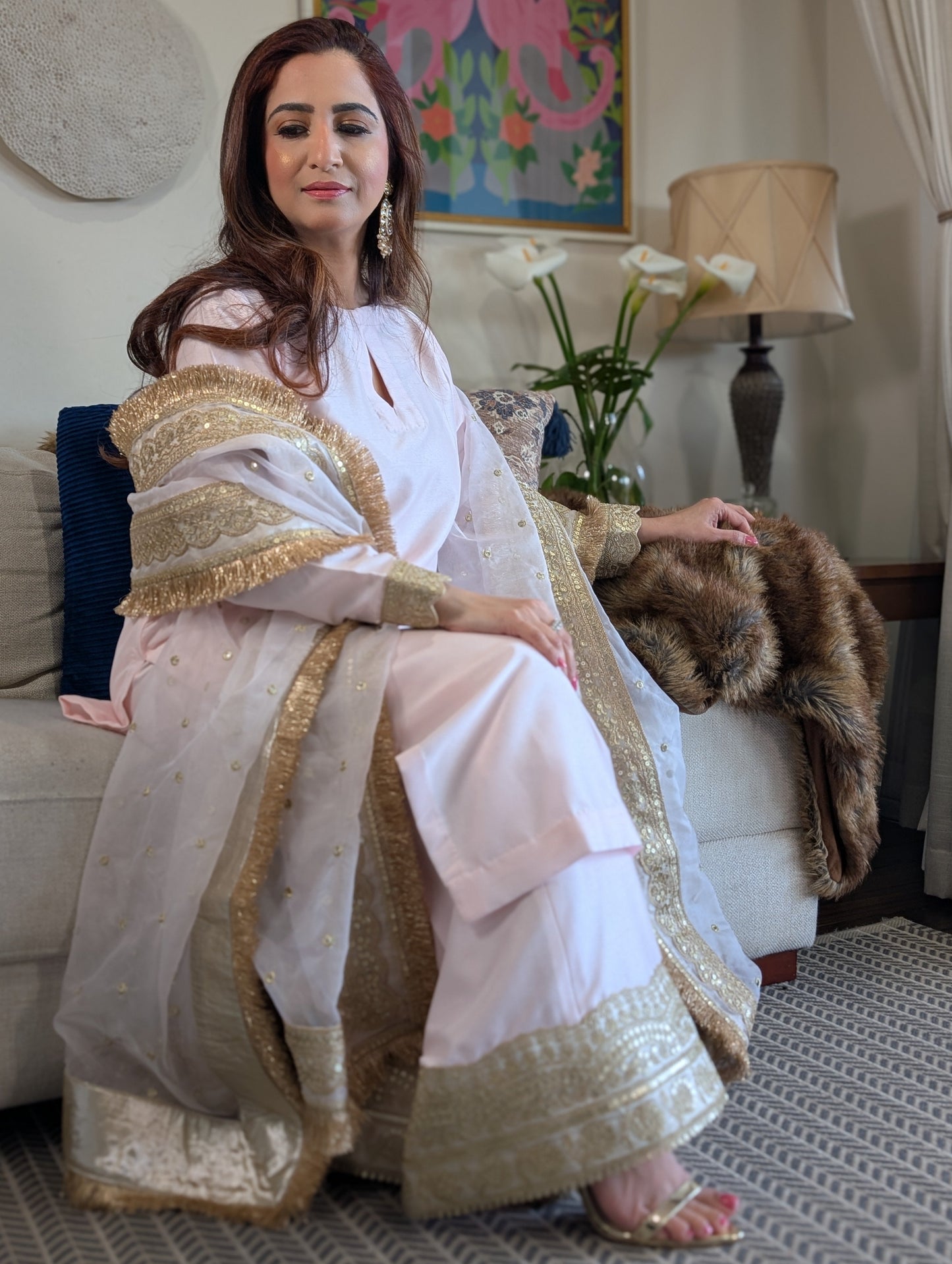 Silk  zari pallazo set